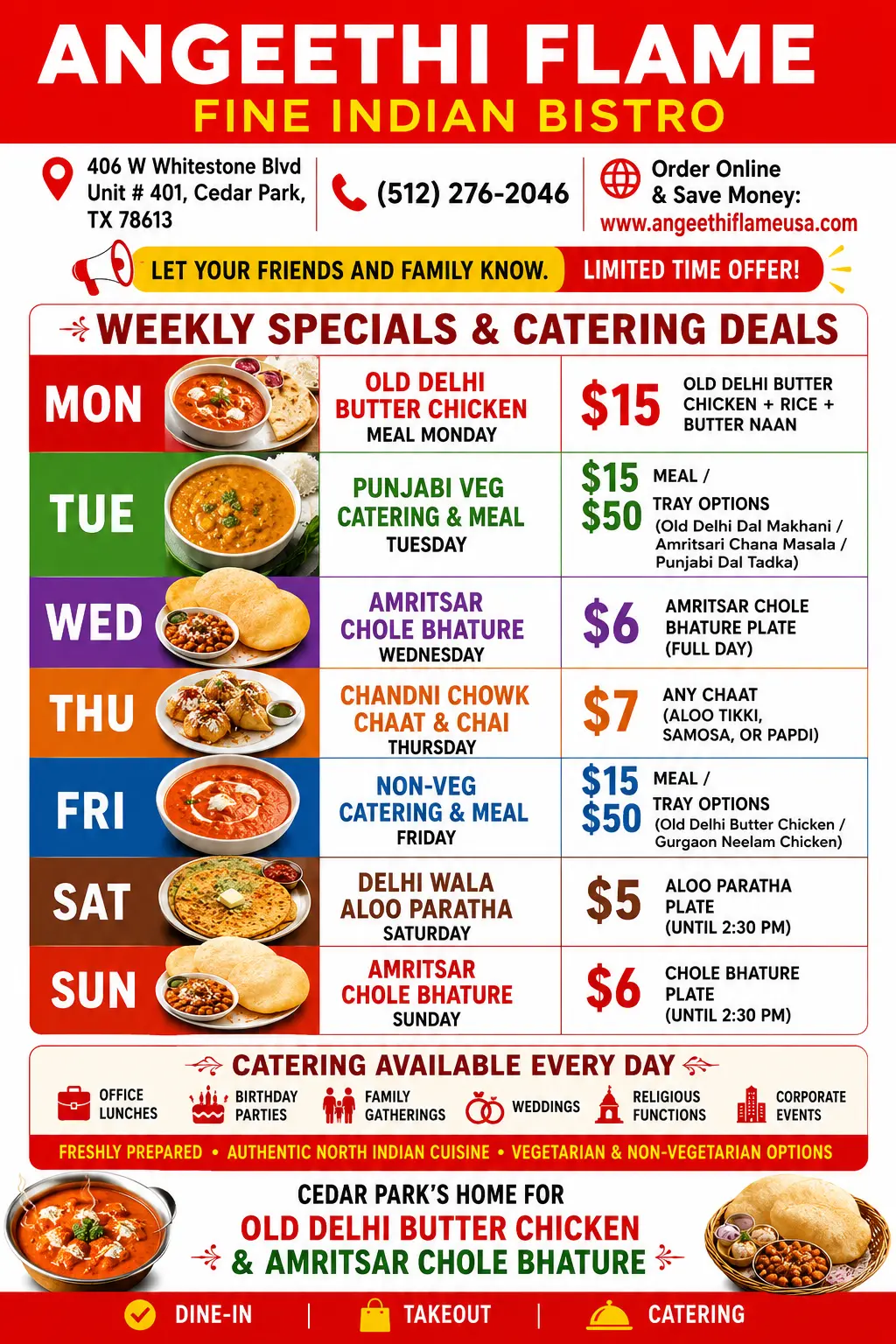Special Offer — Angeethi Flame Indian Restaurant & Catering Cedar Park TX